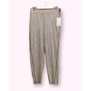 Athleta Brooklyn Textured Ankle Pants Women 12 Gray White Stripes Jogger Fit $89